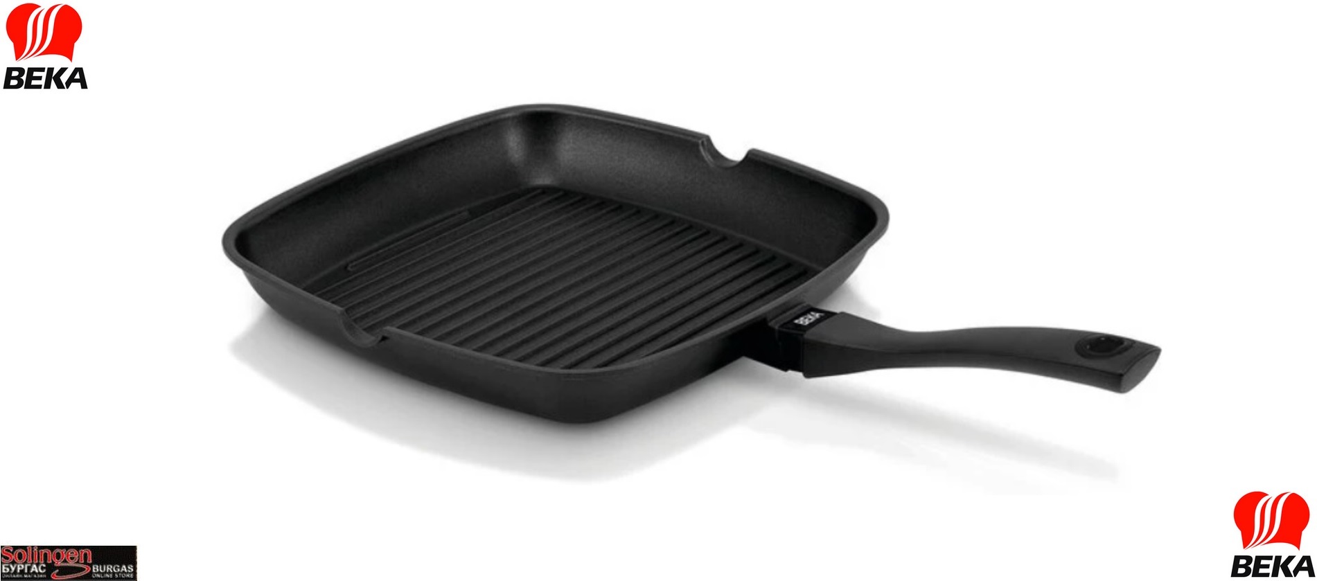 BEKA Energy non-stick grill pan 28 x 28 cm, Висококачествен грил тиган, изработен от лят алуминий, подходящ за печене на всички видове готварски печки, размер: 28 x 28 cм, BEKA "Energy"