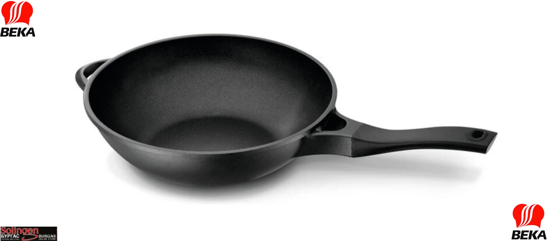 BEKA Energy non-stick wok 30 x 10 cm, Висококачествен дълбок -УОК тиган, изработен от лят алуминий, подходящ за готвене и пържене на всички видове готварски печки, размер: 30 x 10 cм, BEKA "Energy"